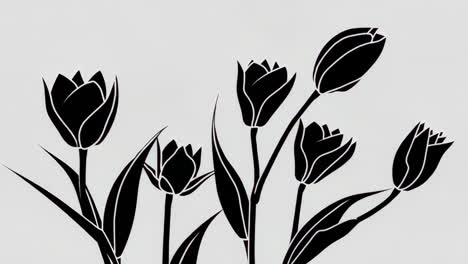 black and white tulip silhouettes