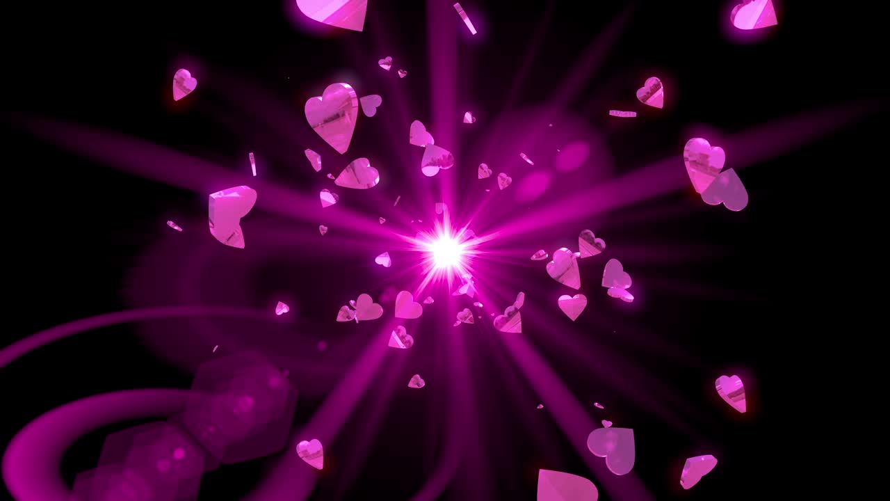 심장 모양 빛 빛 스트로크 네온 박이는 입자 루프 애니메이션