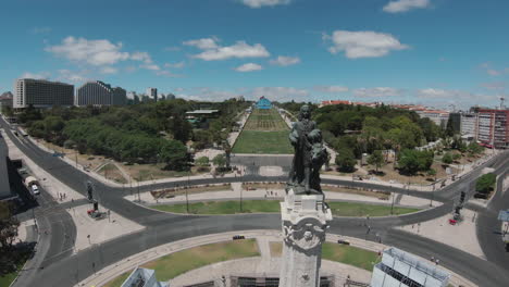 fly by statue of marquis of pombal in lisbon