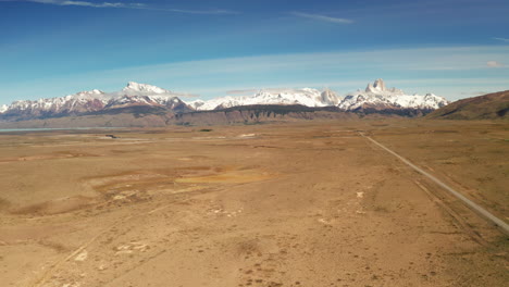 panoramic aerial view of cerro el chalten, near santa cruz, patagonia, argentina.aerial view the vastness of the steppe with beautiful sunny day