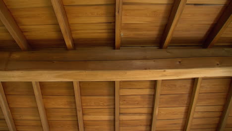 hinoki wood rafters and beams on the ceiling of a japanese house