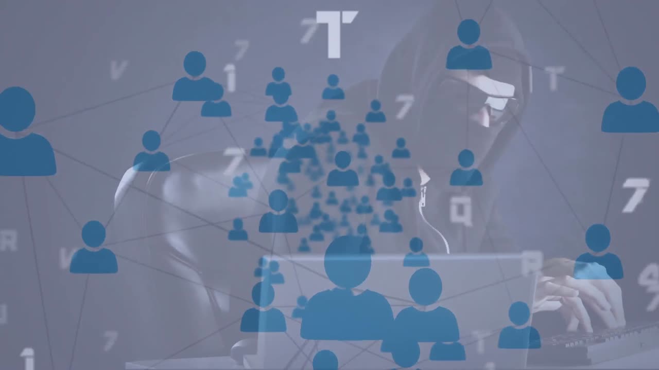 Animazione di reti di connessioni ed elaborazione dati su hacker