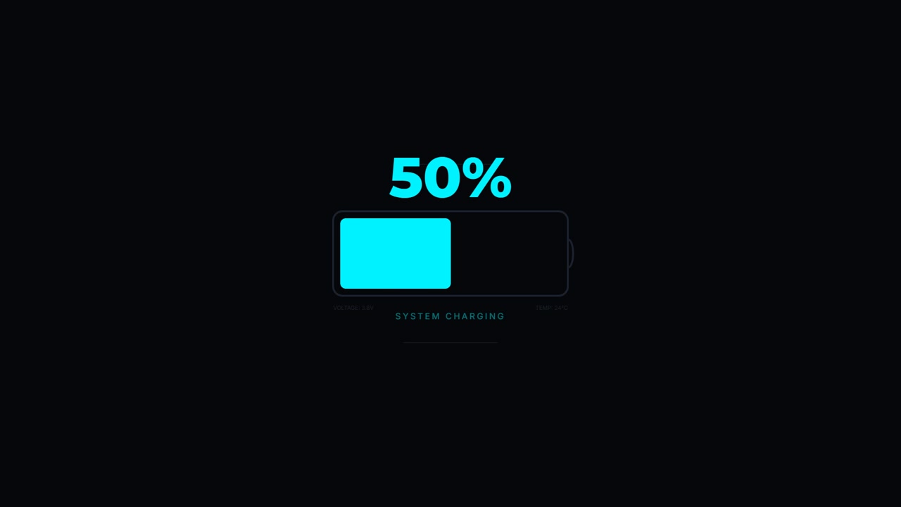 Digital Battery Charging Progress Indicator Animation
