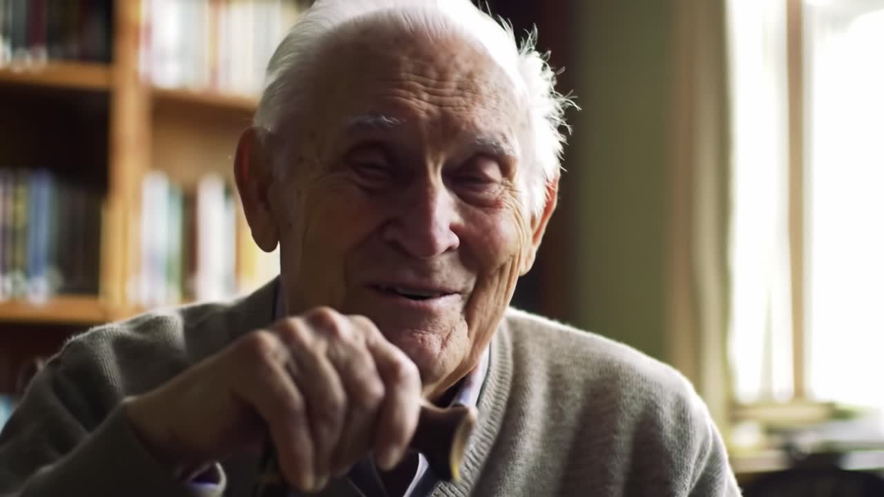 A Heartfelt Conversation with an Elder: Moments of Wisdom and Laughter Captured in a Warm and Inviting Environment