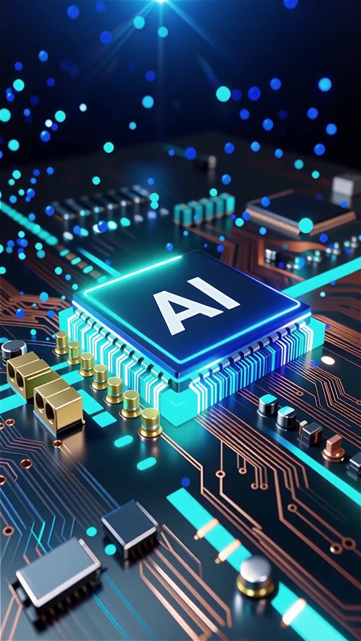 Futuristic AI Chip Motherboard Technology Background