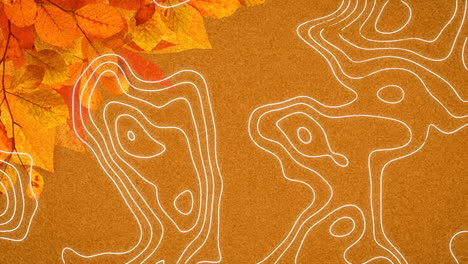 animación moviendo líneas blancas sobre hojas de otoño sobre fondo naranja