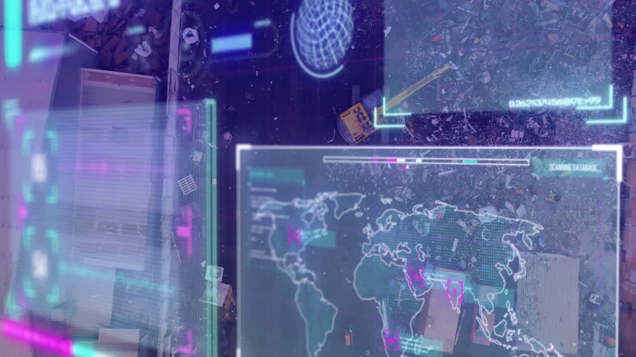 스크린을 통해 컴퓨터 데이터 처리의 애니메이션