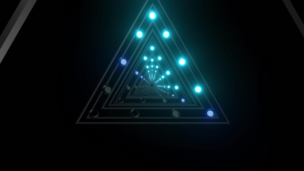 Abstract Futuristic Triangle Tunnel with Glowing Lights