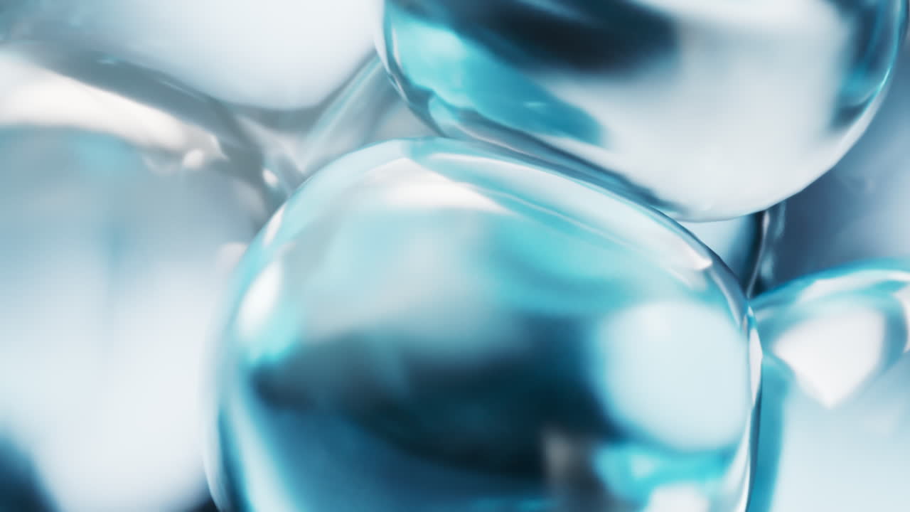 Transparent blue bubbles background, 3d rendering