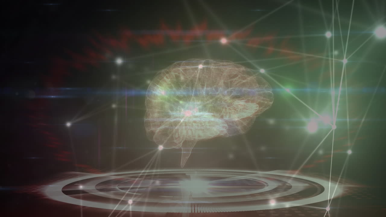 디지털 인간 뇌와 함께 의료 데이터 처리를 통한 연결 네트워크의 애니메이션