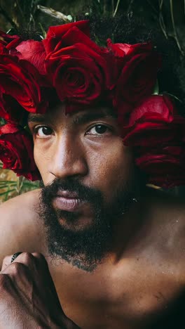 man with a rose crown