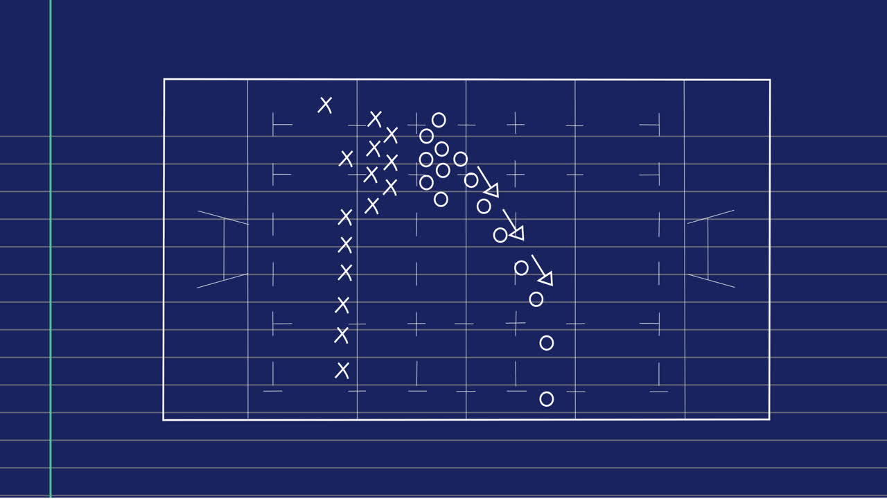 파란색 배경에 데이터 처리 및 수학적 방정식의 애니메이션