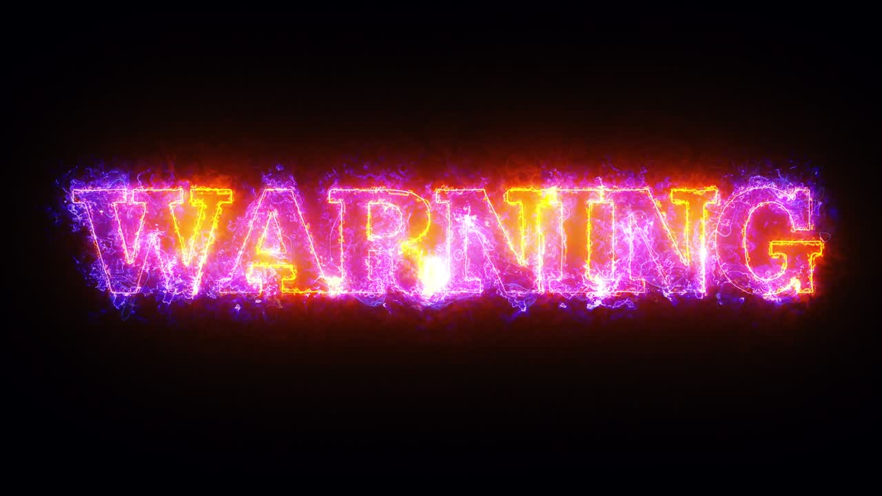 warning text fire line text loop animation