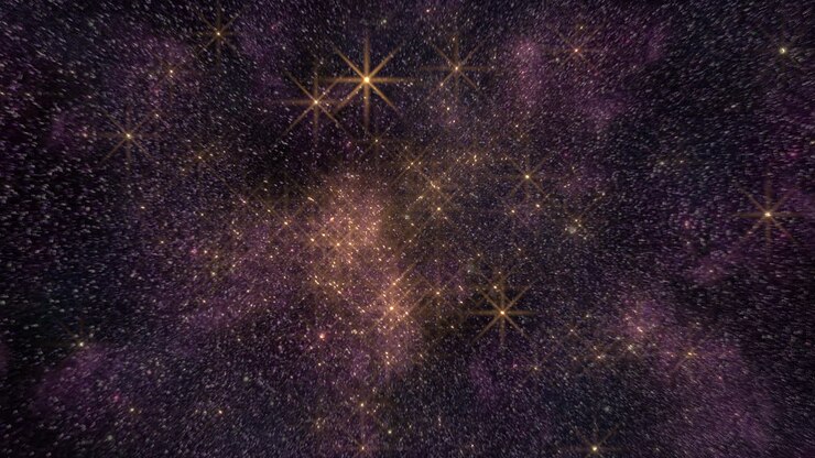 Starry night enchanting space background with glowing nebulas