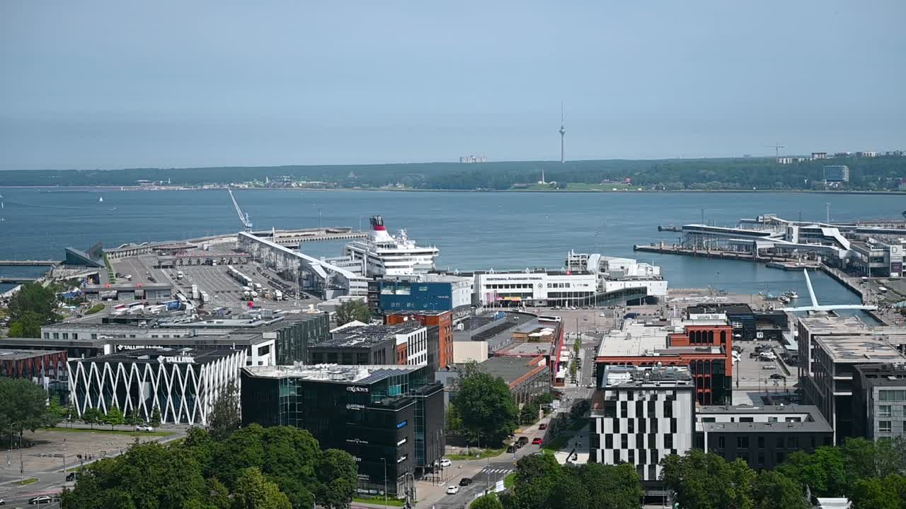 Large ships within Tallinn, Estonia