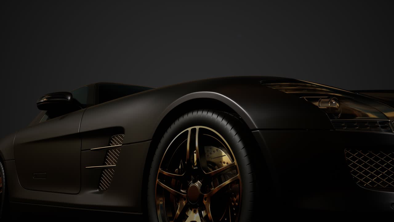 coche deportivo de lujo en un estudio oscuro con luces brillantes
