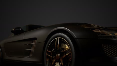luxury sport car in dark studio with bright lights