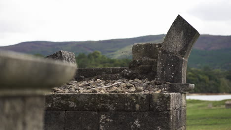 detail shot of an arche of the entrance of aquis querquennis, an arqueologic complex former roman military camp