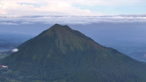 Aerial scenery of Andong Mountain in the morning, Indonesia.