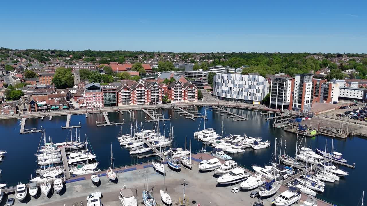Ipswich Waterfront marina Suffolk UK
drone,aerial low panning shot