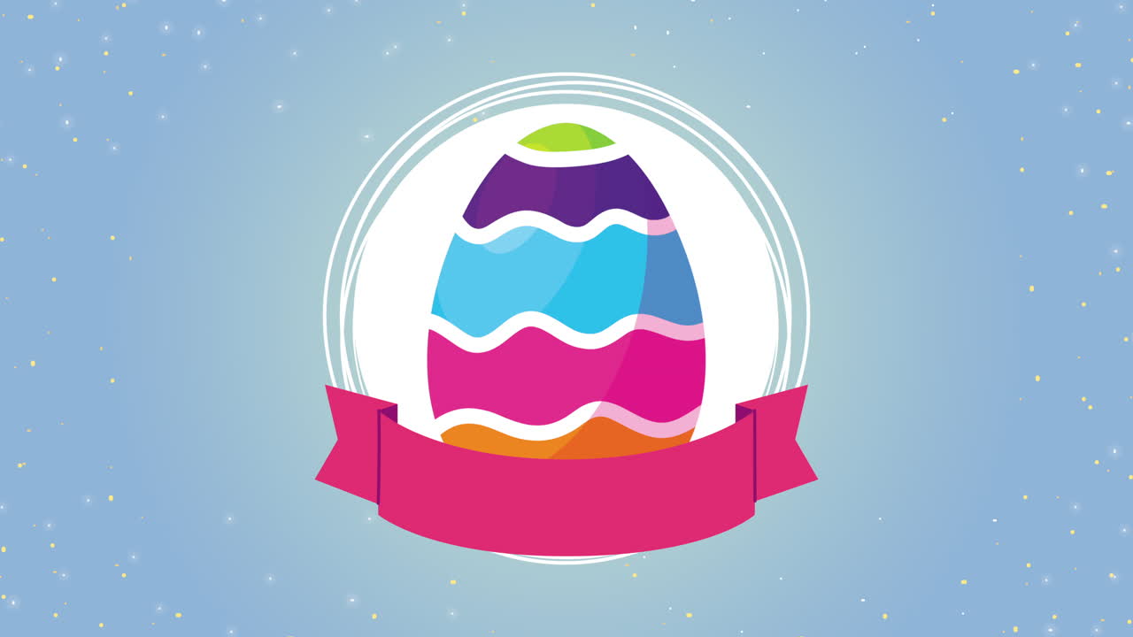 달 페인트와 리본을 가진 행복한 부활절 카드