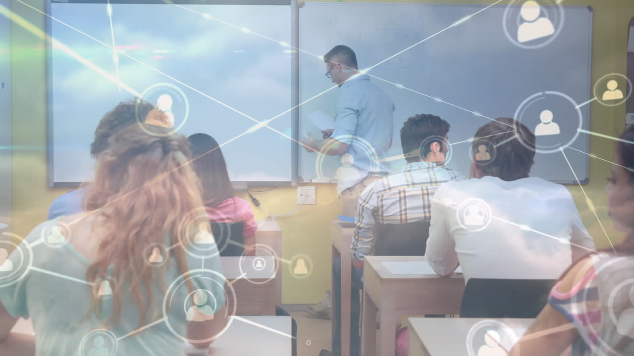 animación de redes de conexiones entre estudiantes en la universidad