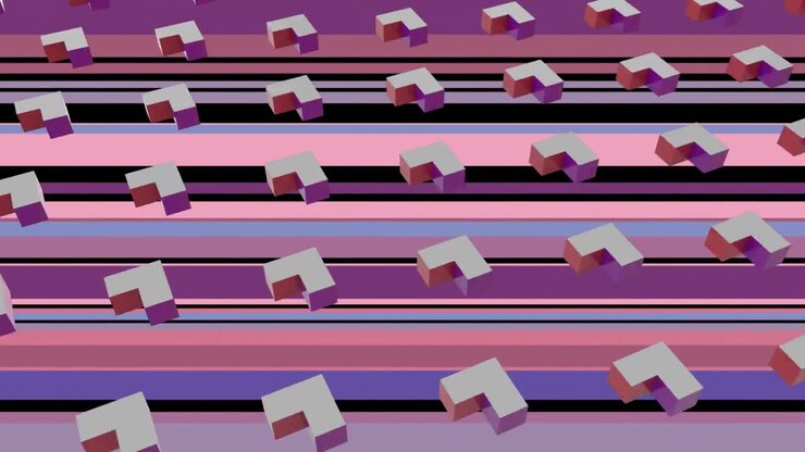 Animation of purple shapes in purple background