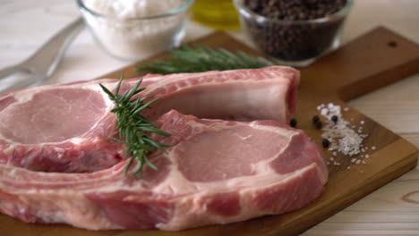 fresh pork chop raw with ingredient