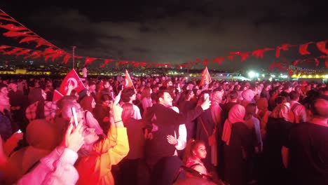 crowd celebrating in istanbul at night