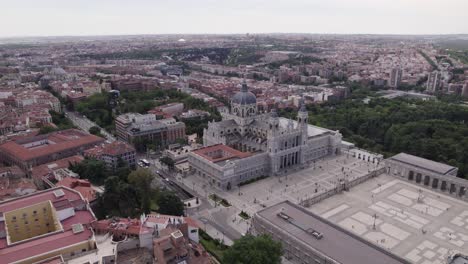 aerial view of almudena cathedral in madrid