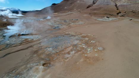 hot spring and steam vent drone from iceland volcanic area