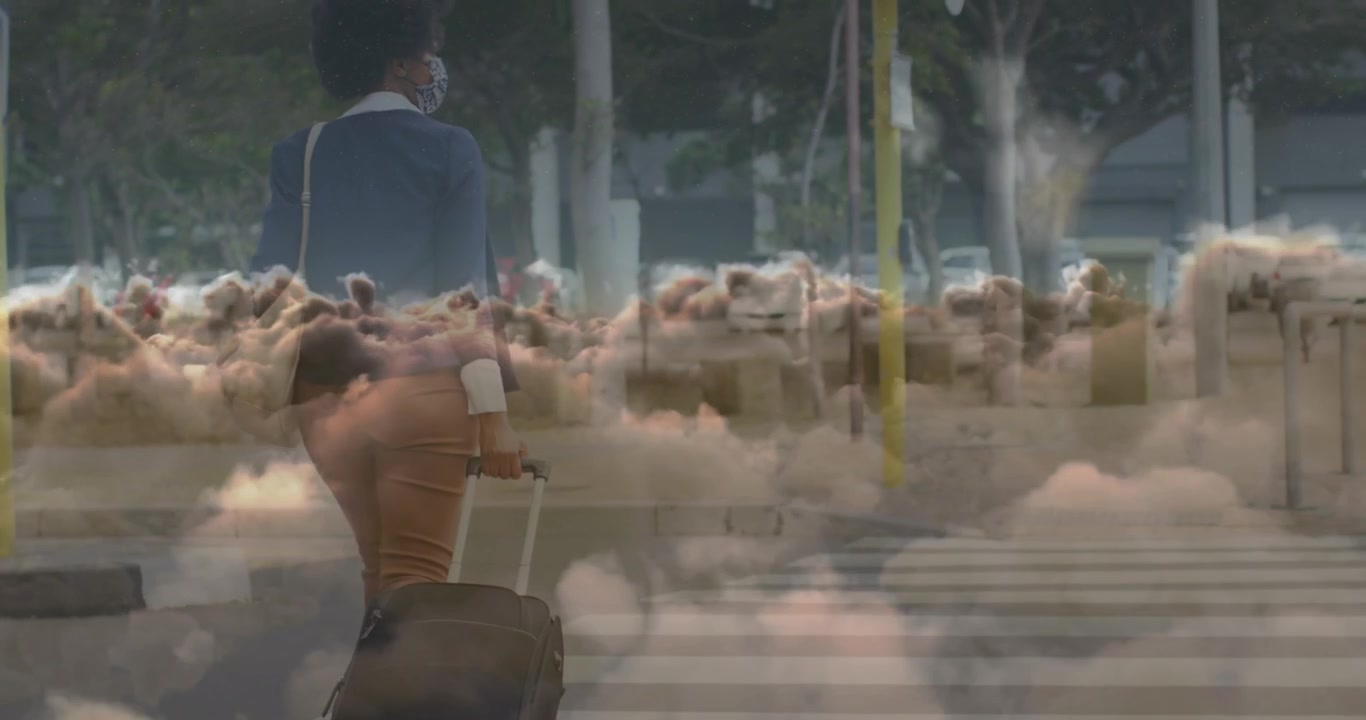 Animation of data processing over rugby players at stadium