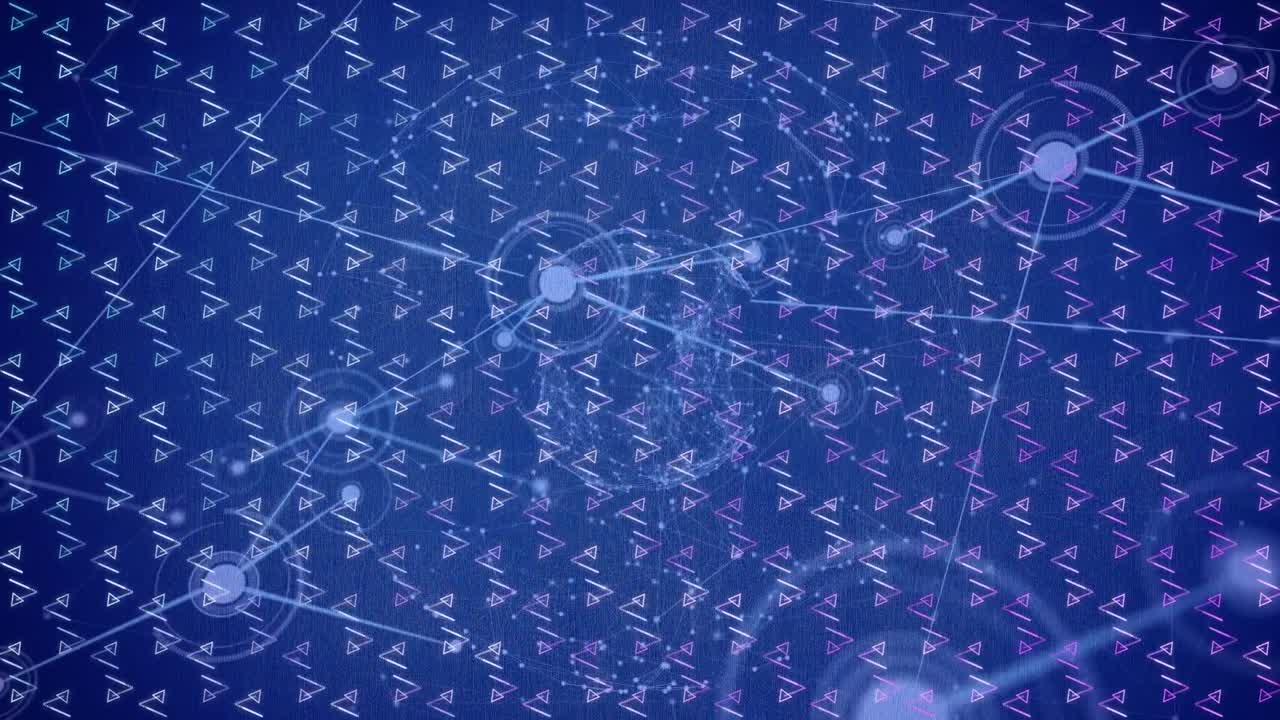 파란색 배경에 연결된 네트워크를 통해 모양의 애니메이션.