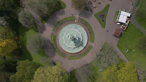 ross fountain in princes street gardens edinburgh - aerial top down