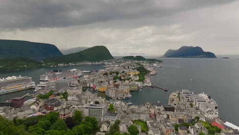 scenic sea port town of ålesund on west coast of norway, geirangerfjord