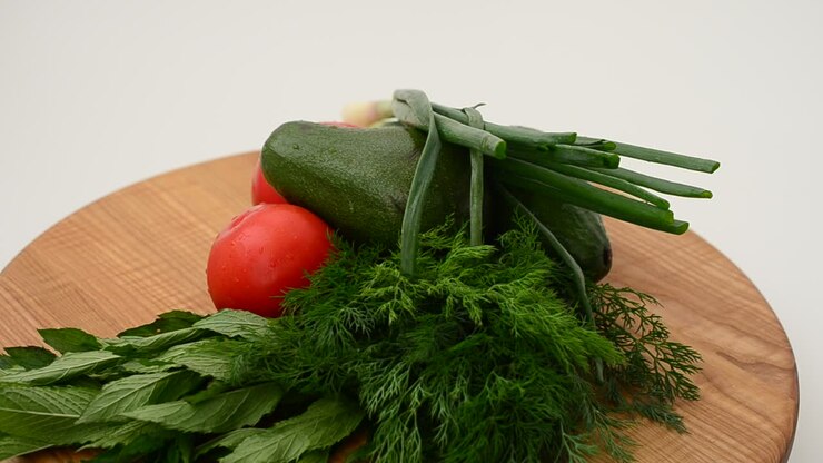 Still life from vegetables and fruit. Shooting in the movement