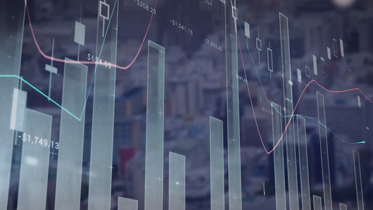Animation der Datenverarbeitung über Landschaft