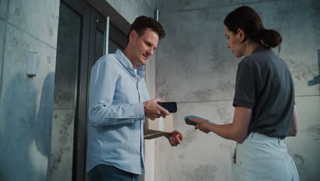 customer receives package and completes digital payment at doorstep