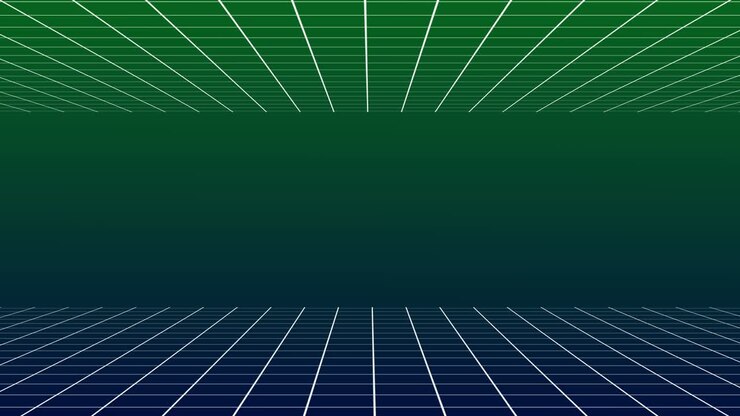 4k resolution perspective Grid technology background, Wire frame ground and ceiling, Digital technology Background - Dynamic Retro Background - Loopable - 4K Box Background Loopable - Motion retro colorful lines abstract background - Green Blue Background