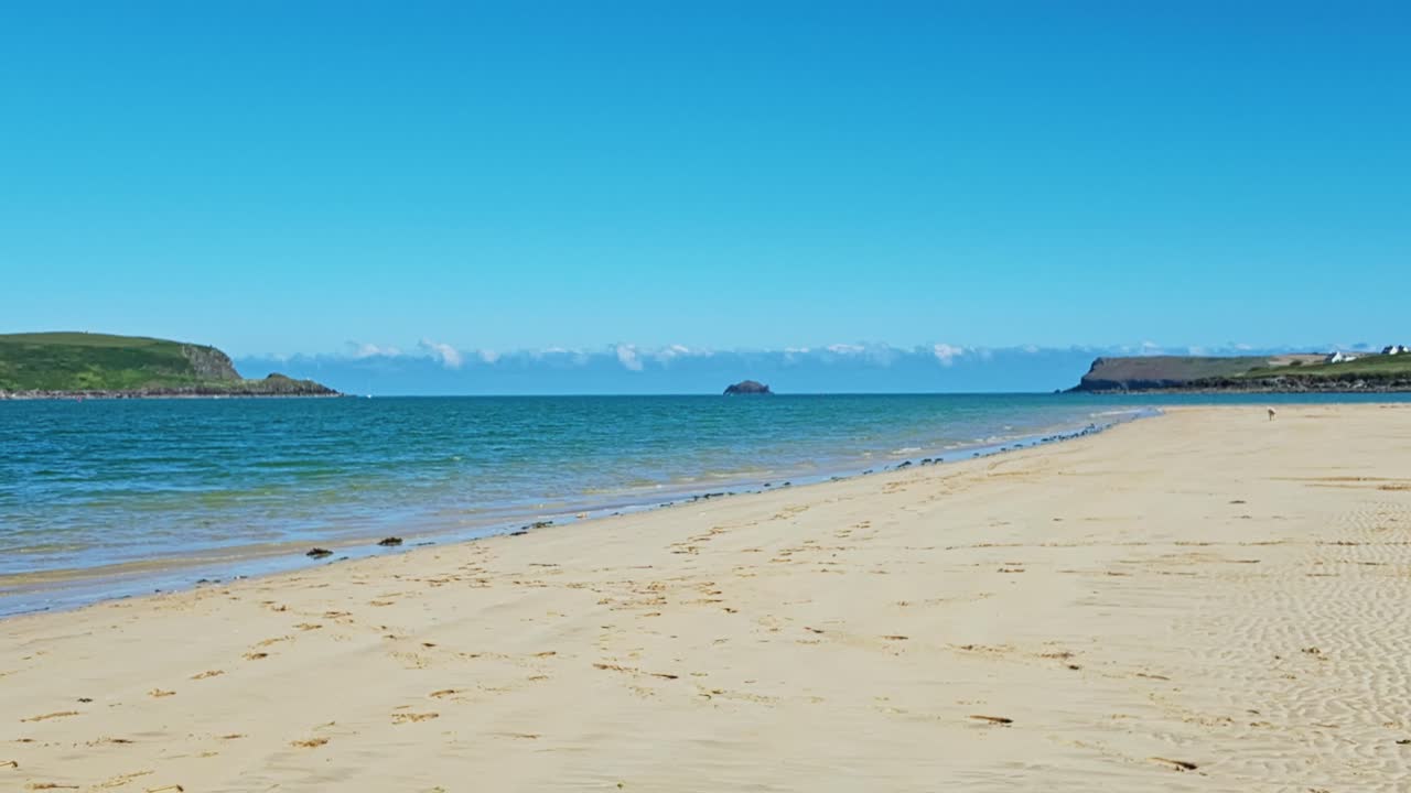 Pan from right to left of Daymer Bay, Cornwall, UK
