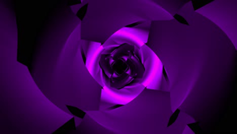 hypnotic endless and looping tunnel of abstract pink and purple reflective shapes