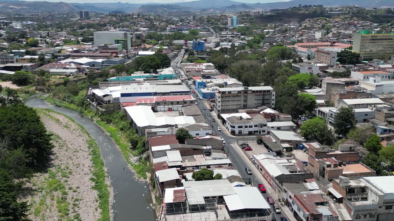 Veduta aerea del distretto commerciale centrale a Tegucigalpa, Honduras