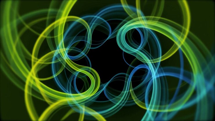 Abstract Swirling Neon Light Ribbons Background Loop