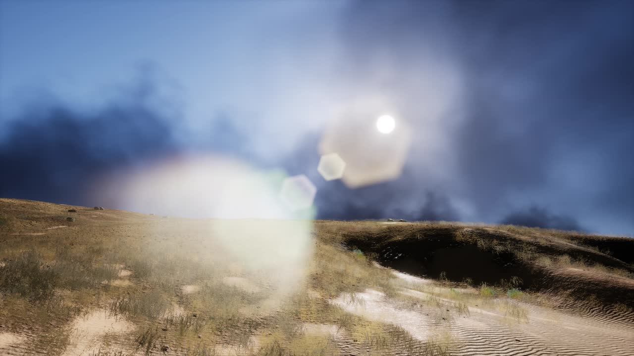 모래 언덕 위의 연기가