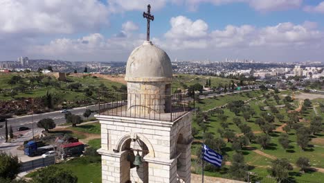 mar elias monastery and jerusalem in background, aerial view