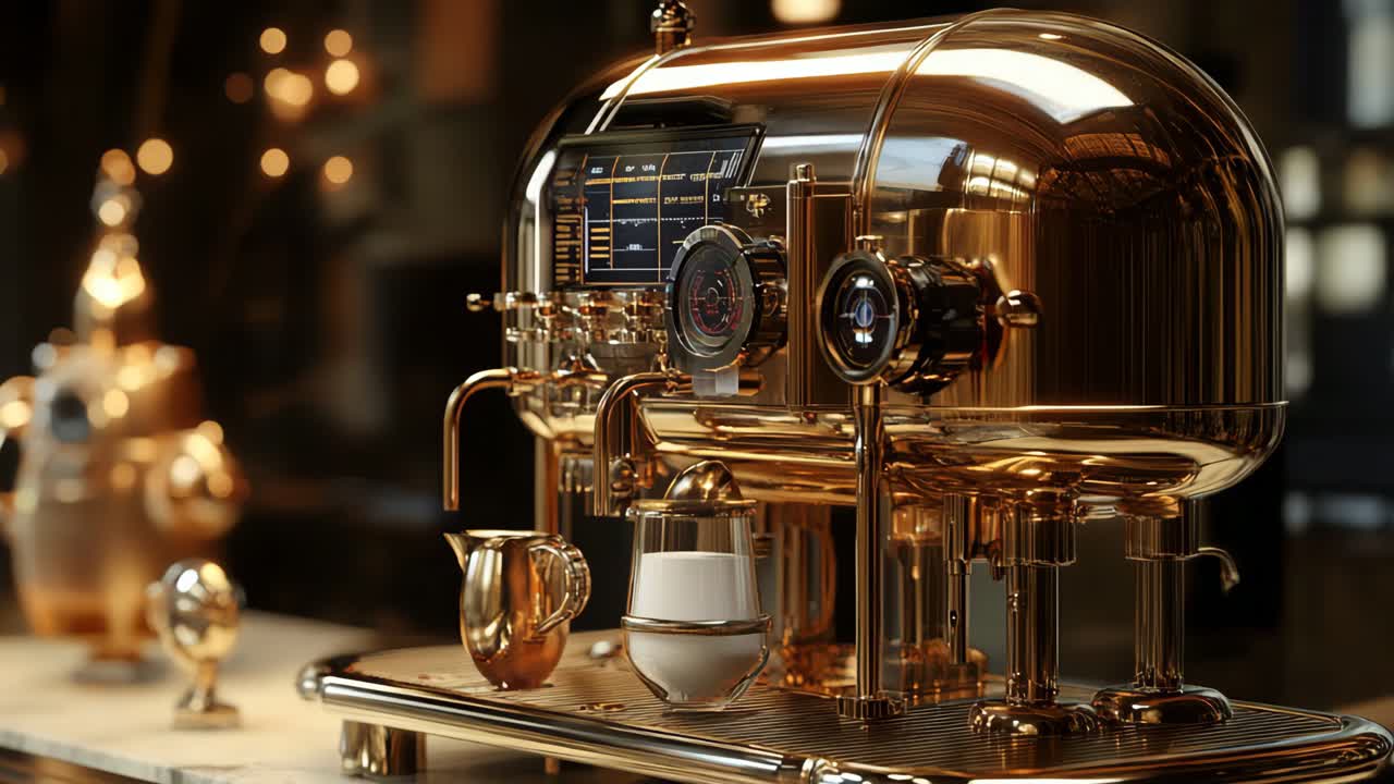 Luxury Gold Espresso Machine with Latte Art