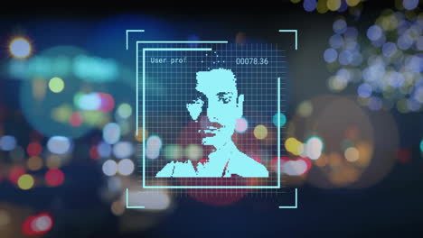 animación de procesamiento de datos con retratos de personas sobre coches en la calle con bokeh