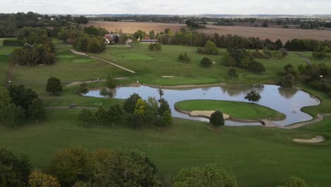 toot hill golf club essex uk drone footage over lake and fairway