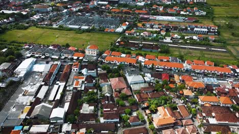 Wonderful-Denpasar-city-drone-with-houses-and-rice-field-footage-in-Bali