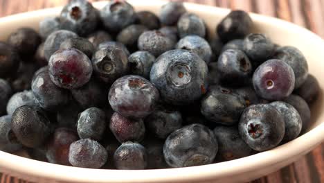 close-up of fresh blueberries in a bowl